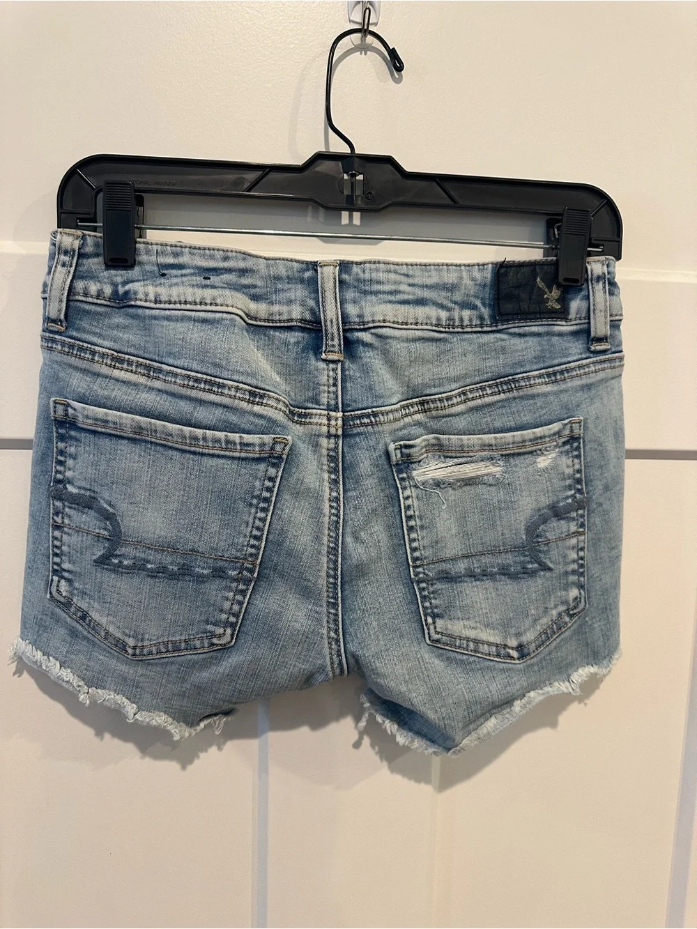 American Eagle Outfitters Light Blue Distressed Denim Shorts